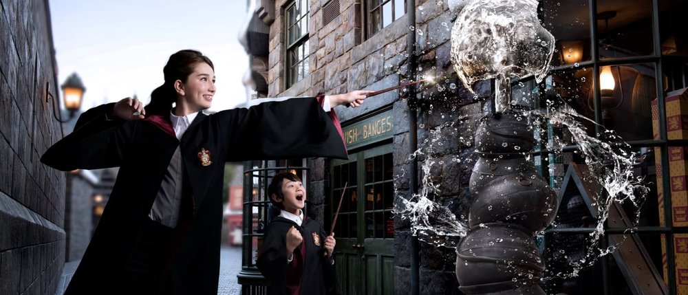 Tourist playing with wand