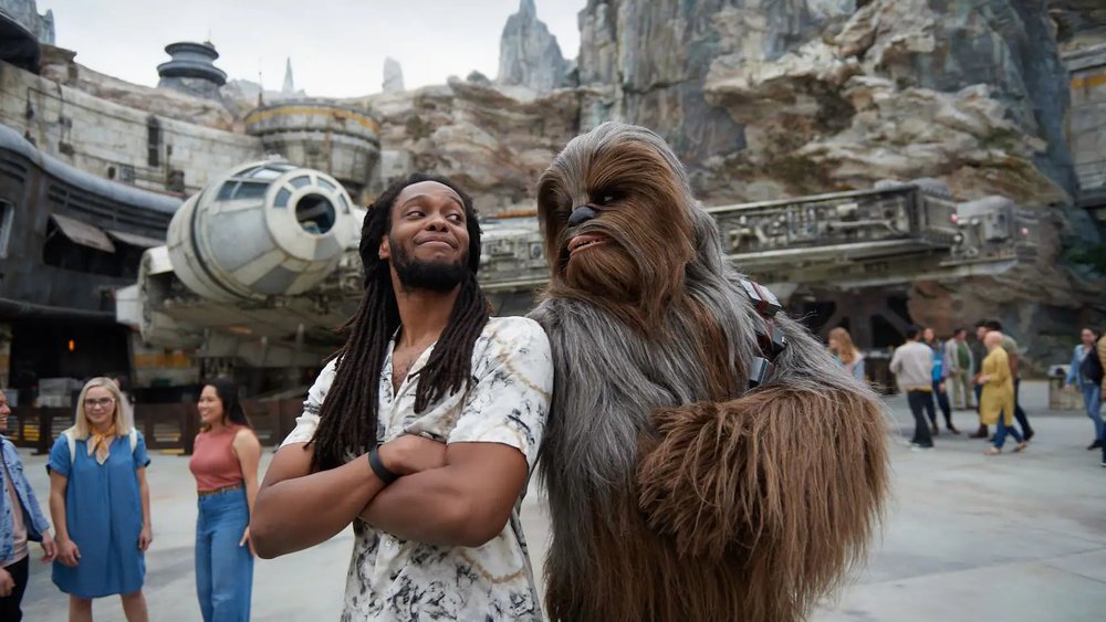 Star wars characters posing with tourist