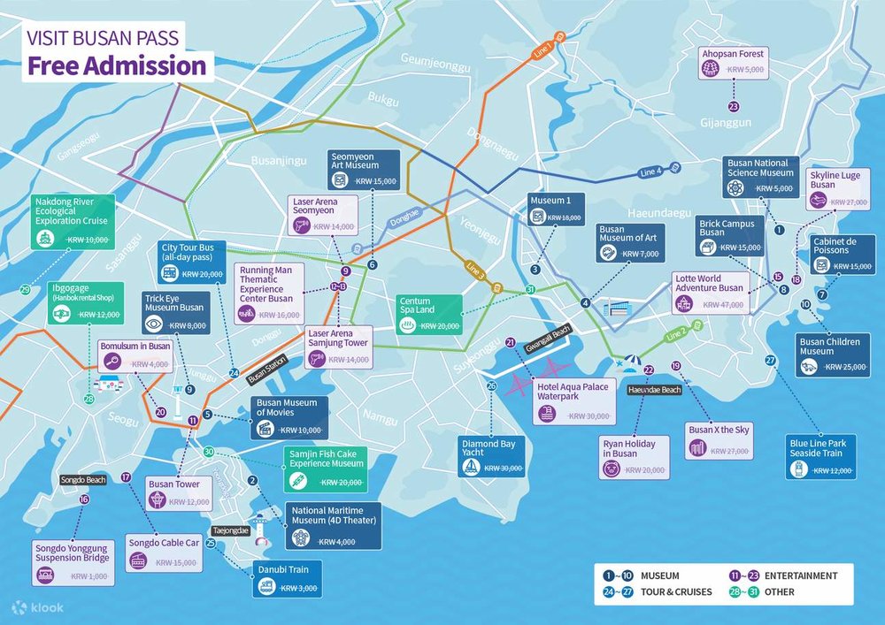 visit busan pass free admission map