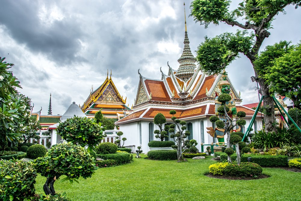 Temple surrounded by trees and plants
