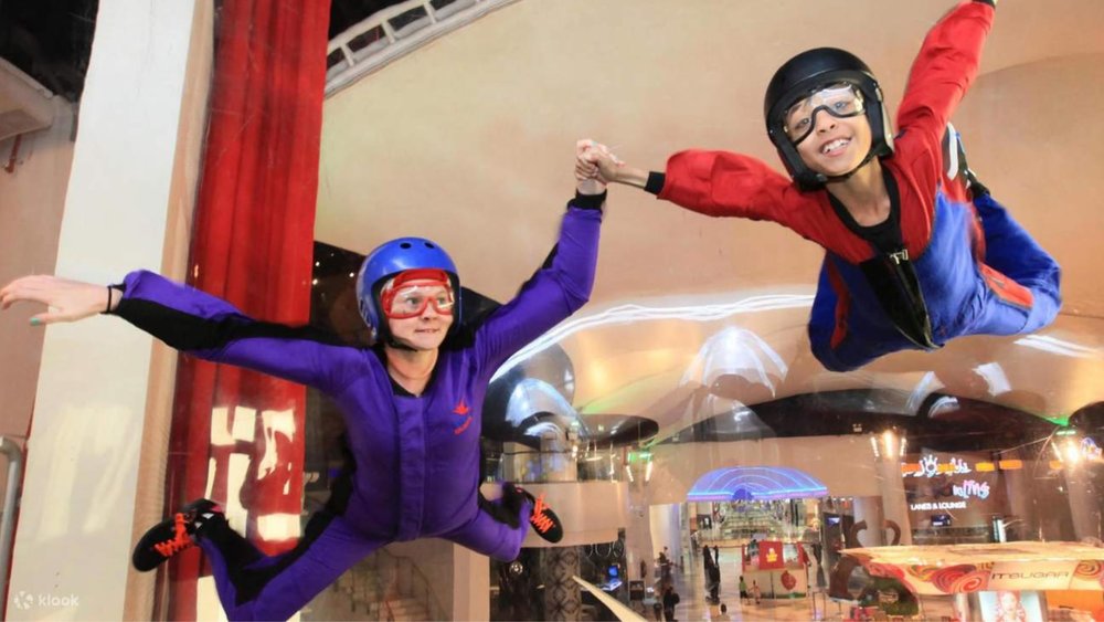Adults and tikes alike will have a blast indoor skydiving in Dubai! Credits: Klook