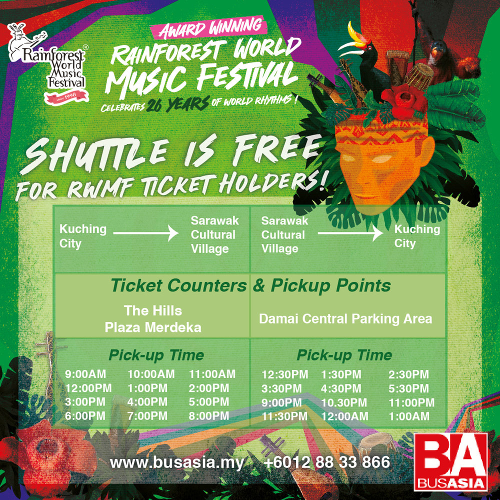 Free shuttle service schedule for RWMF 2023