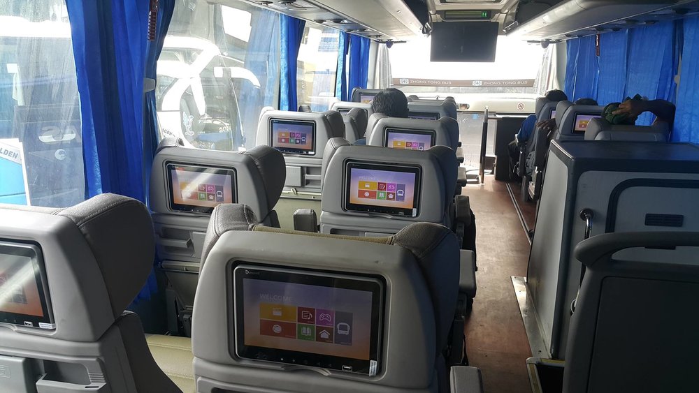 Mini tv in each seat of the bus