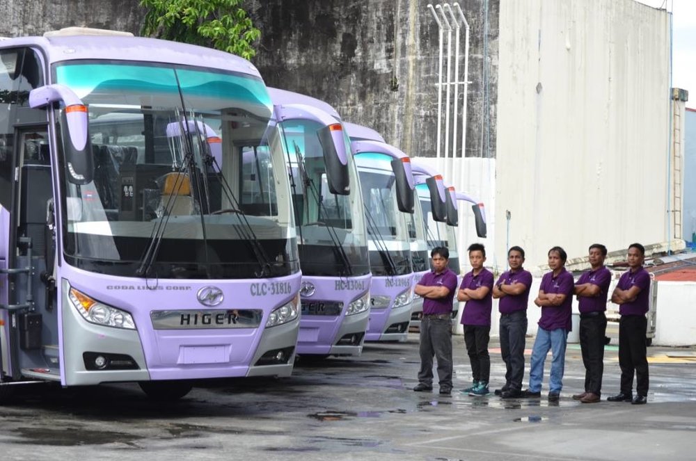 Bus with bus drivers