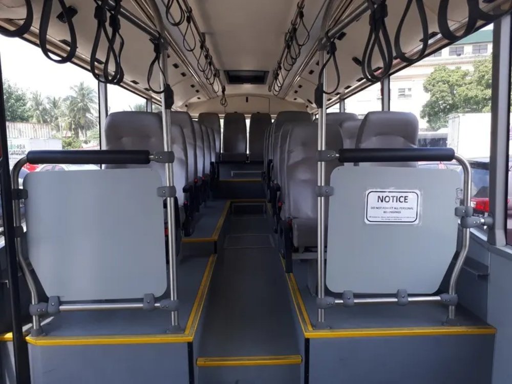 Inside shuttle bus