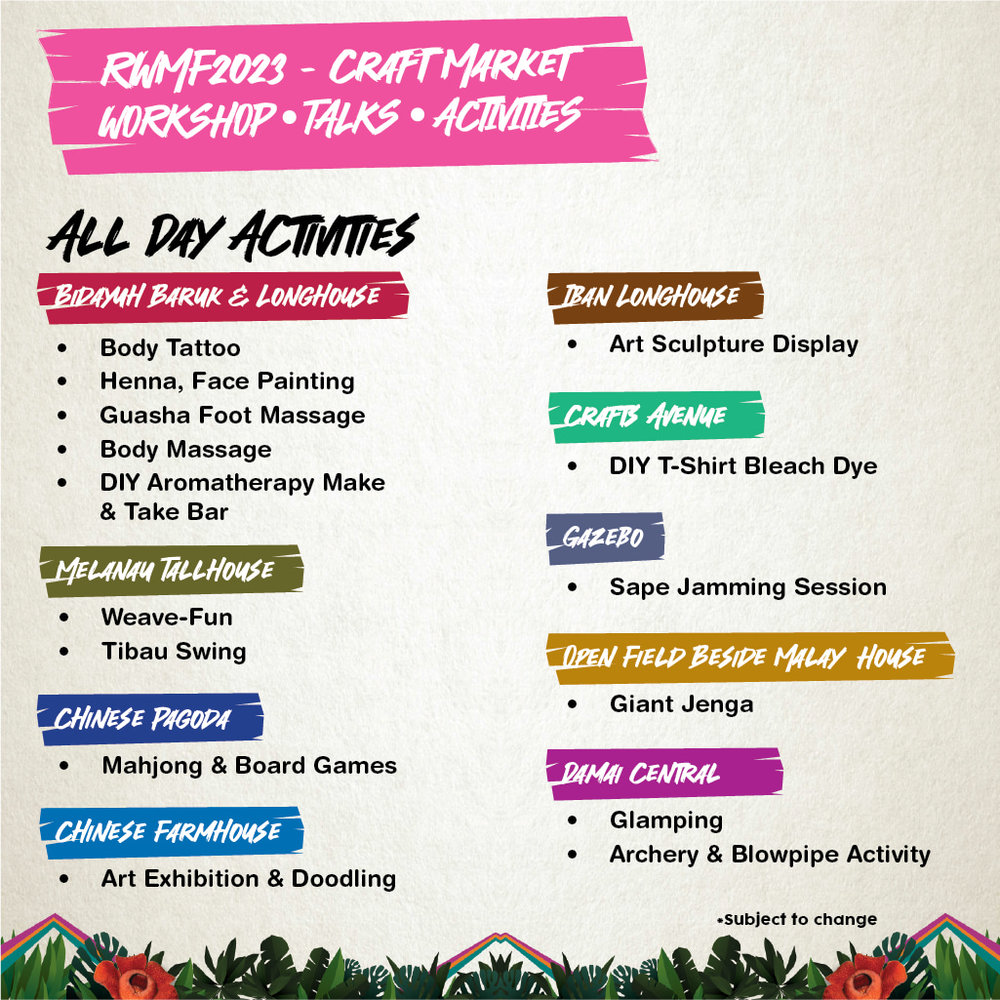 RWMF2023 all day activities & workshops