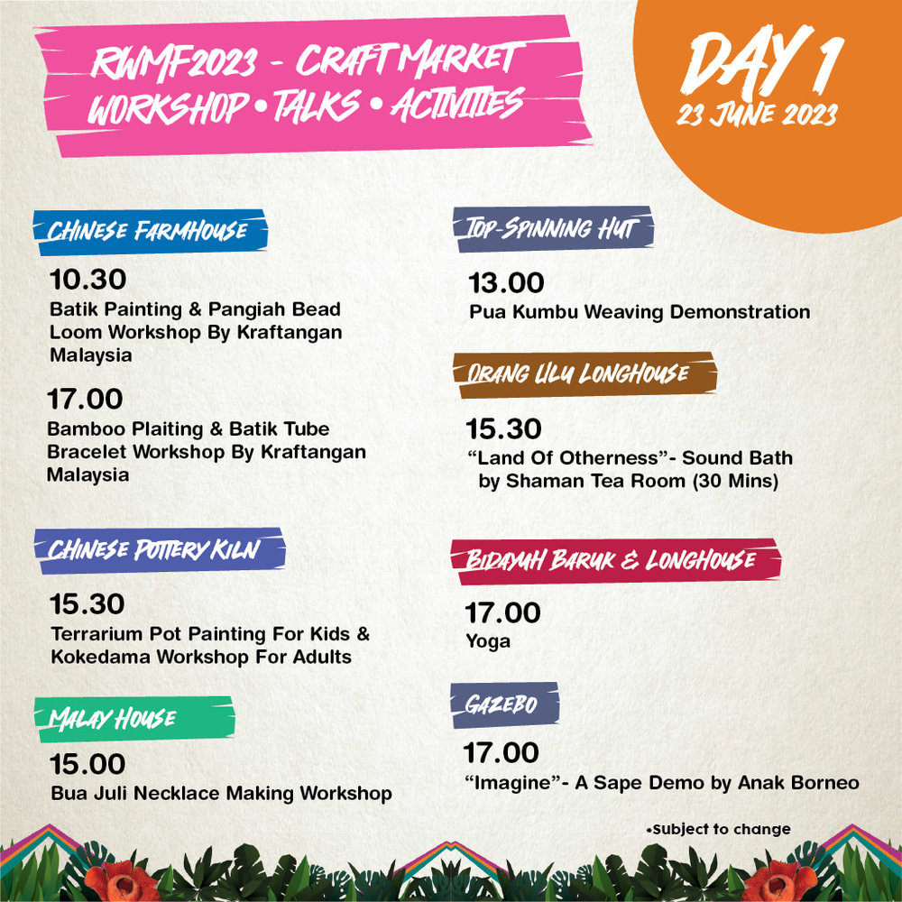 RWMF2023 Day 1 activities & workshops