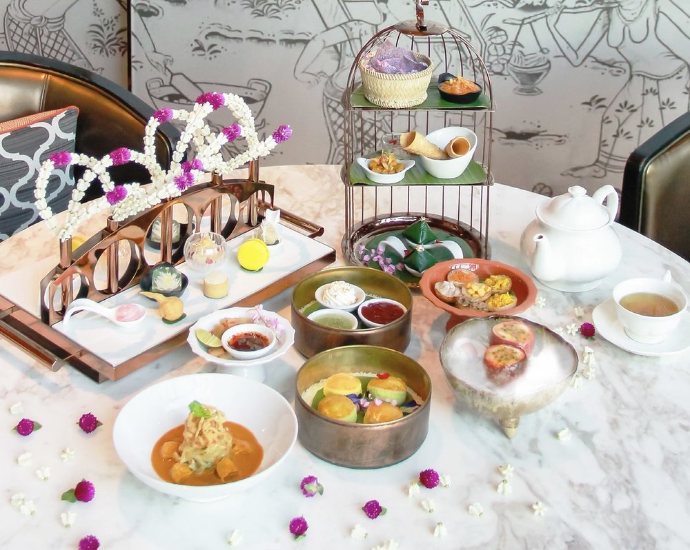 Different tea snacks on a table