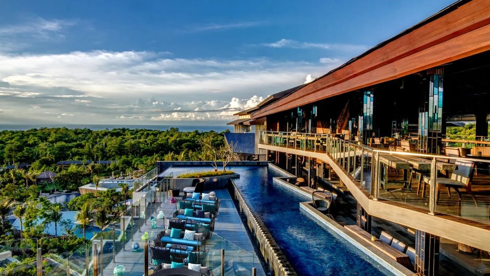 Enjoy a cocktail while cooling off at the main pool