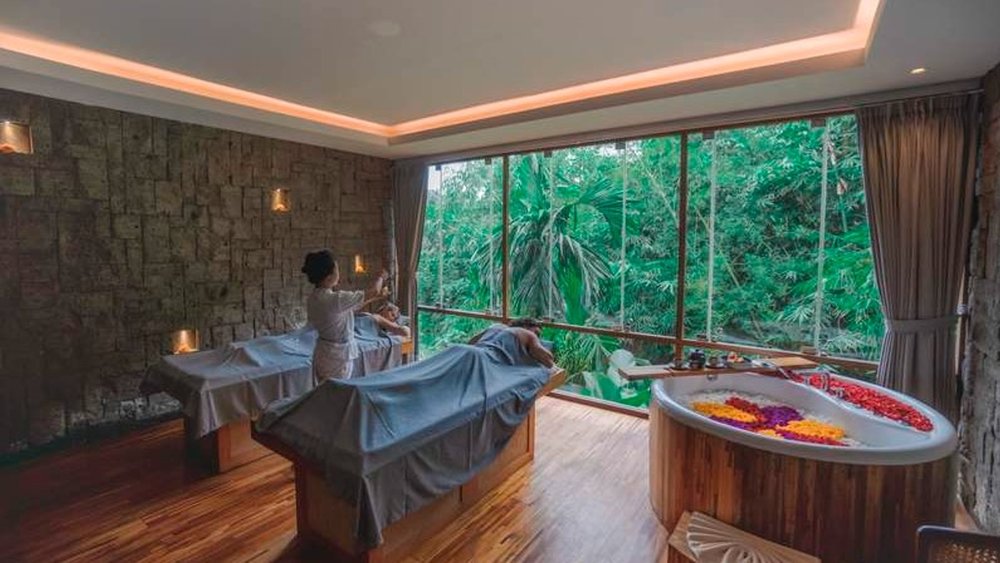 You’ll be greeted by nothing but the lush greenery outside your window at Svaha Spa.