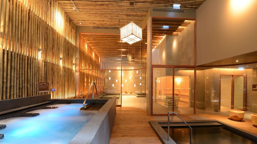 pools and a sauna area in a spa