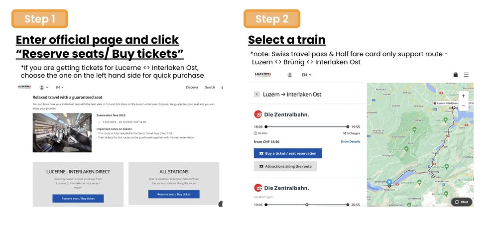 Luzern-Interlaken Express Steps 1 to 2