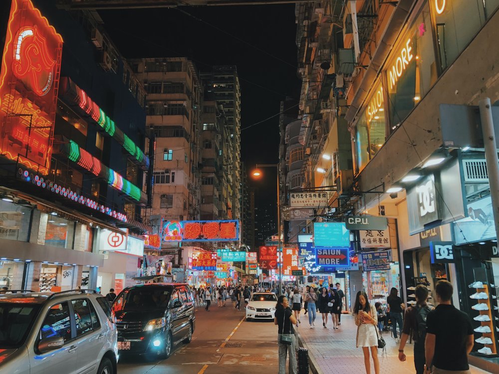 Mong Kok street at night