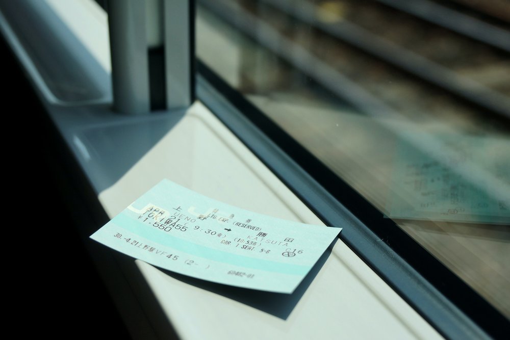 Ticket with Japanese texts