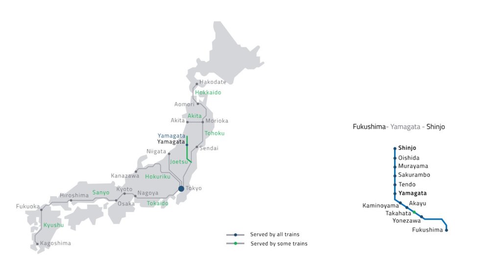 Yamagata Shinkansen Line. Image credit to JR Pass