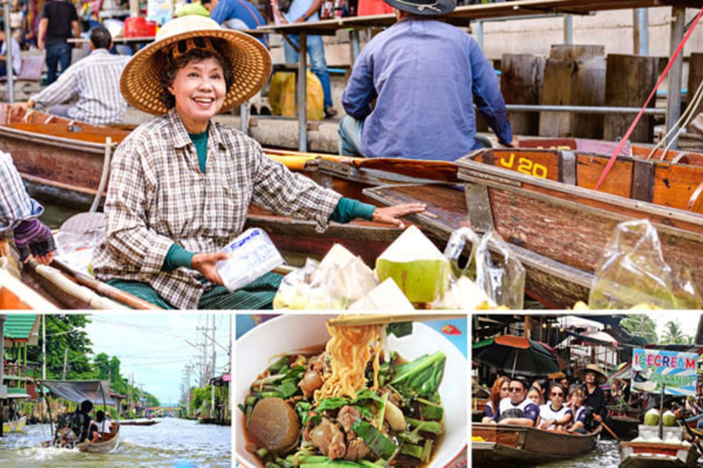 ทัวร์แหล่งท่องเที่ยวสุดคลาสสิก 1 วัน พร้อมเดินทางไปยังตลาดรถไฟแม่กลองและตลาดน้ำดำเนินสะดวก