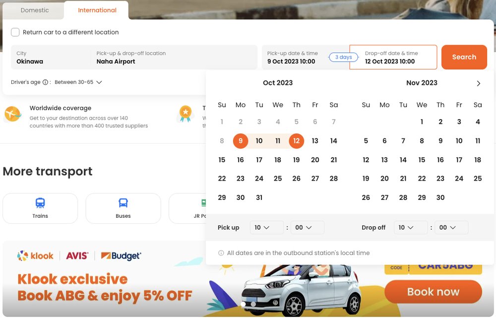 japan car rental klook
