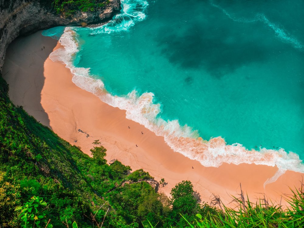 Aerial view of a beach in Indonesia