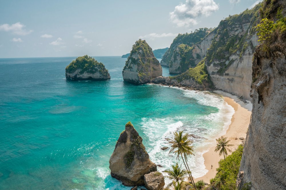 Rock formations and the beach