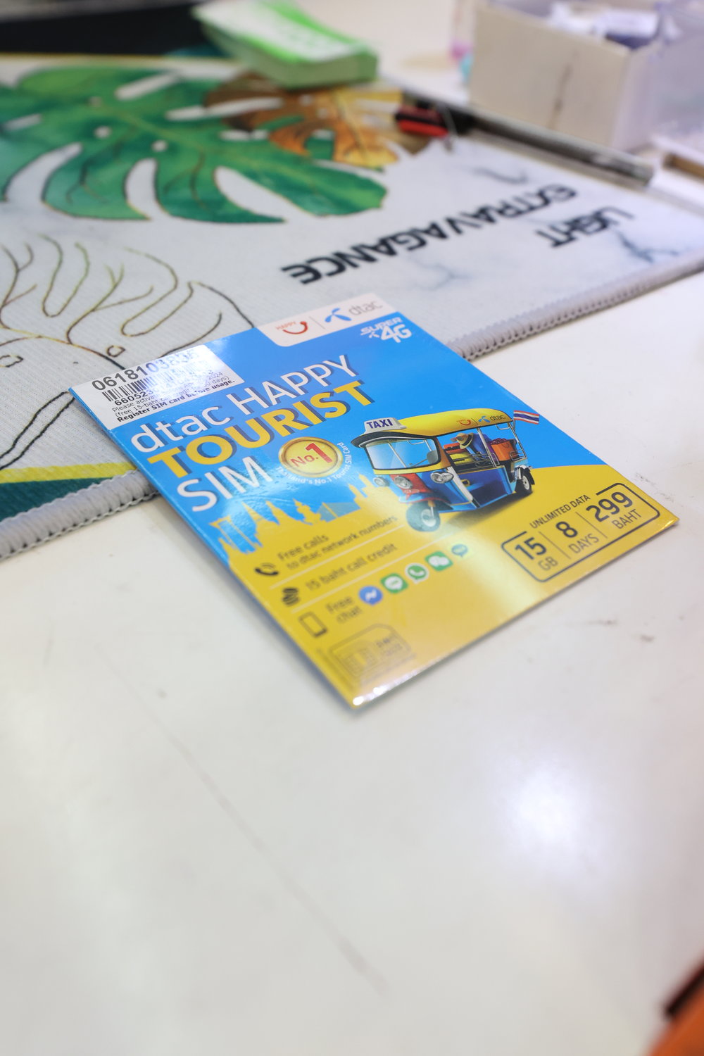 A sim card on a table