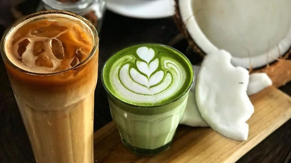 Try their iced coffee and matcha latte with their homemade coconut milk. Image credits to @freakcoffee_bali on Instagram.