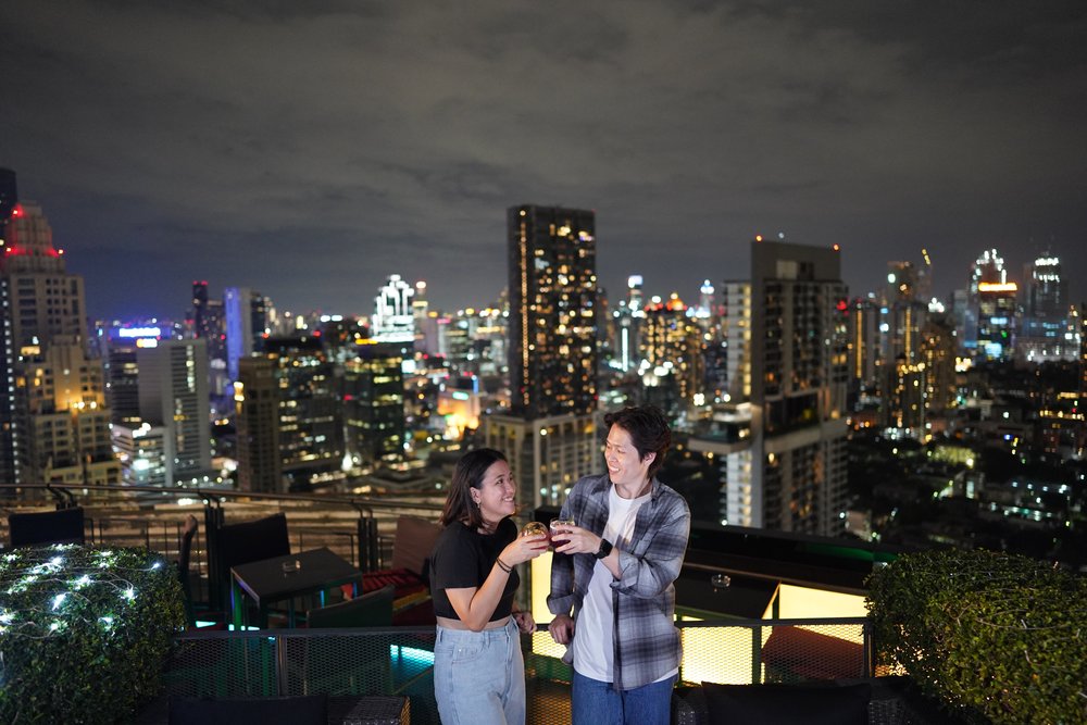 Man and woman smiling at each other