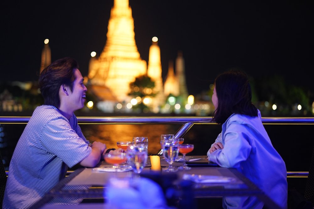 Man and woman happily talking