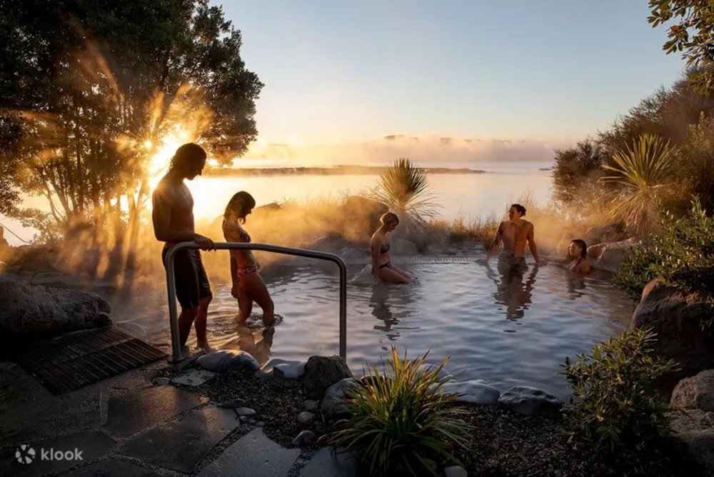 Tourist in a hot spring