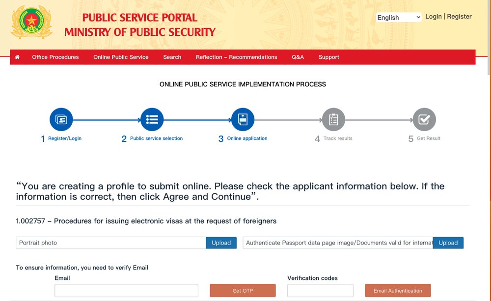 越南電子簽證申請