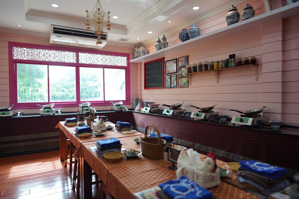 Cooking area and long table