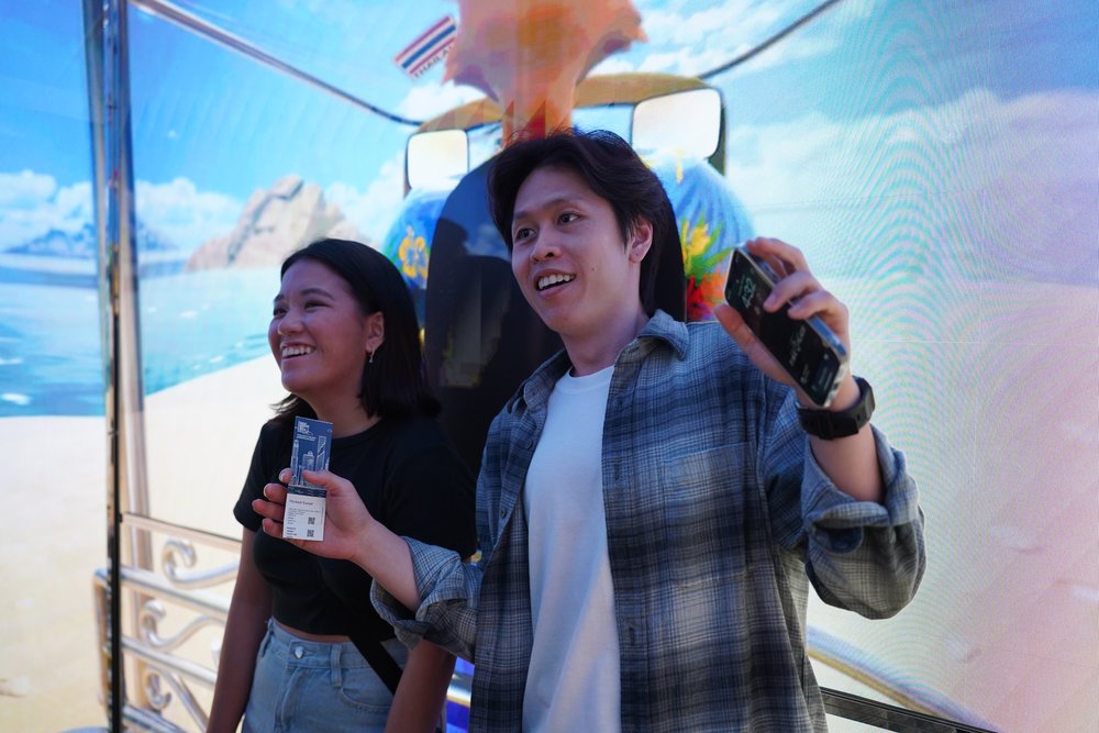 Man and woman inside an elevator