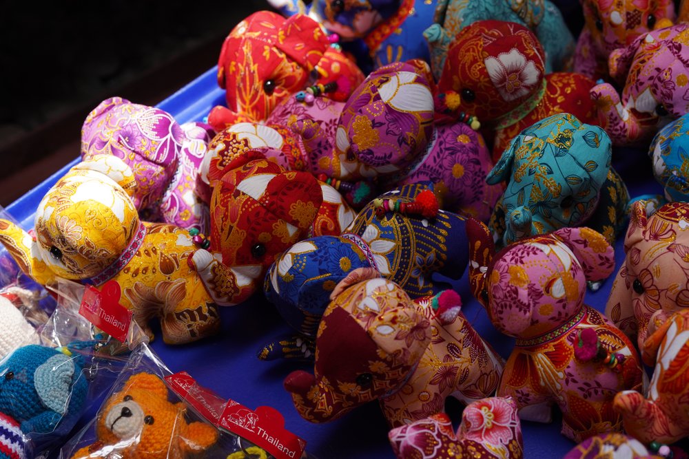 Small elephant stuffed toys in many colors