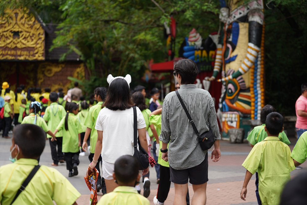 Man and woman walking together