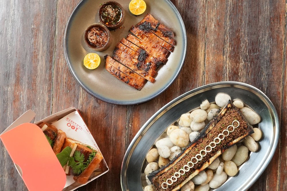 Three Thai dishes on a table