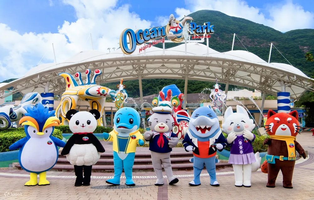 All Ocean Park mascots posting for a picture