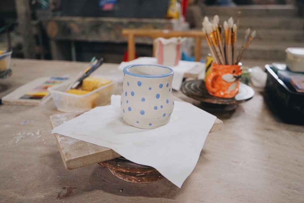 Small glass on a table