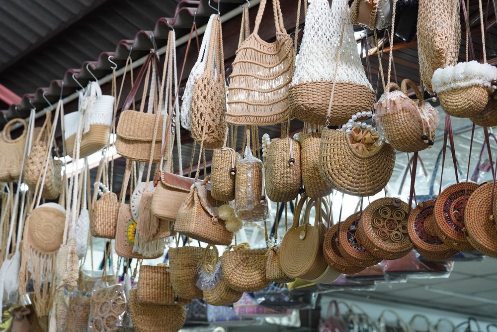 Brown bags on display