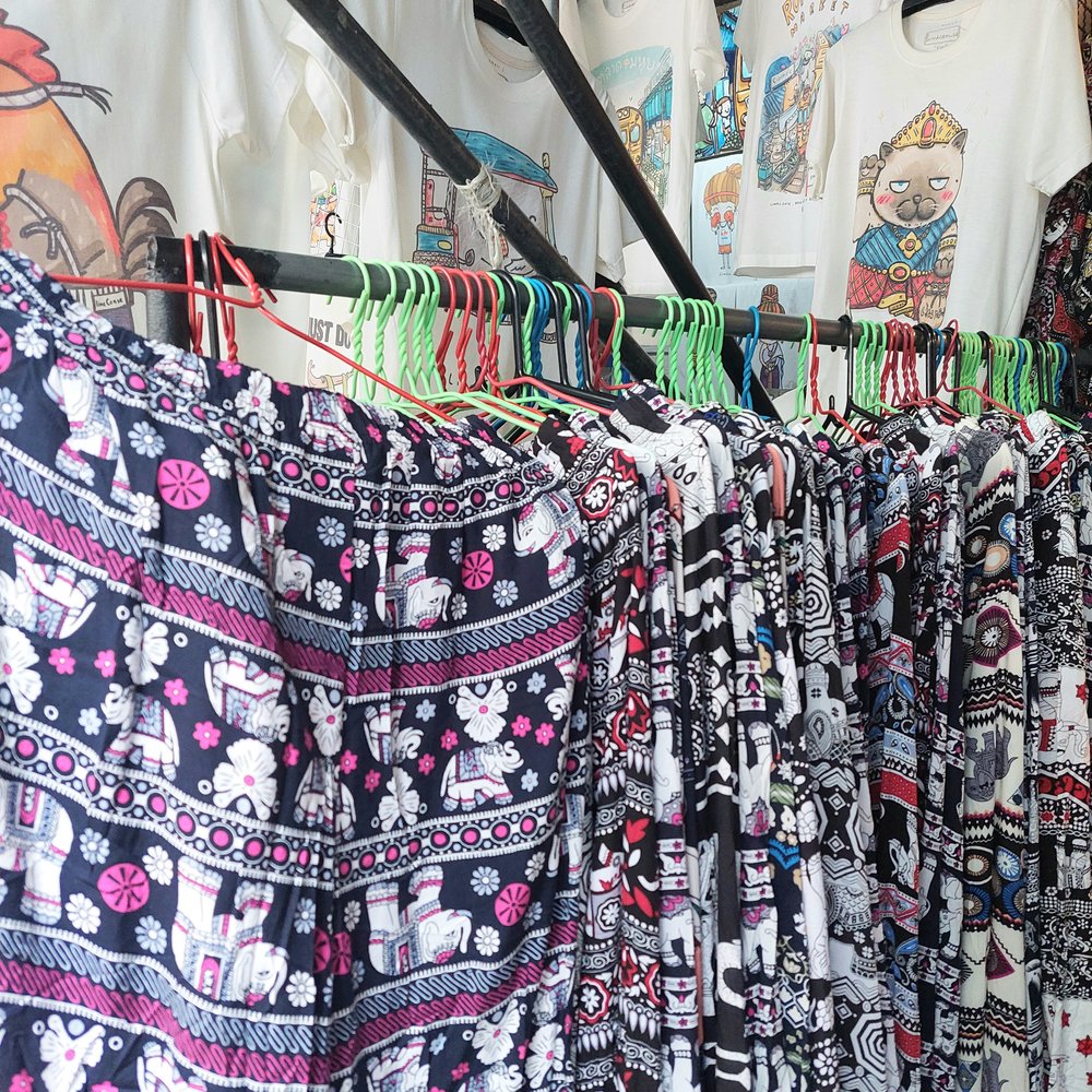 Elephant pants with different designs and colors