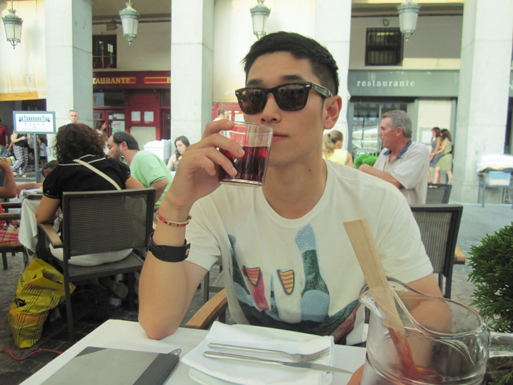 man having a meal in barcelona al fresco