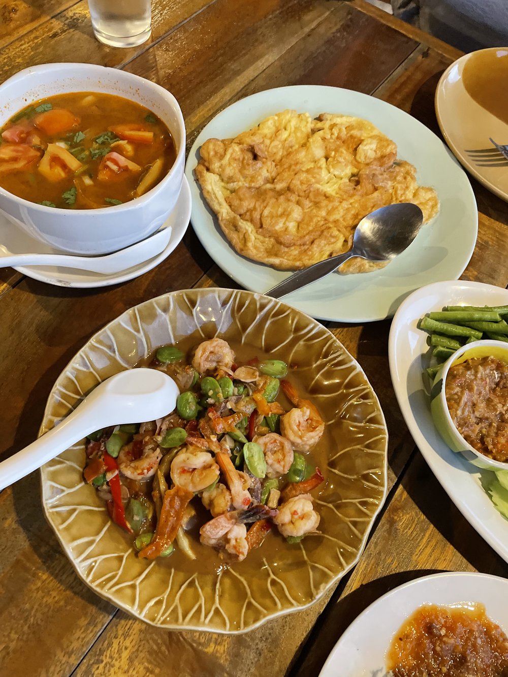 shrimp, egg, and other dishes you can find in koh lanta thailand