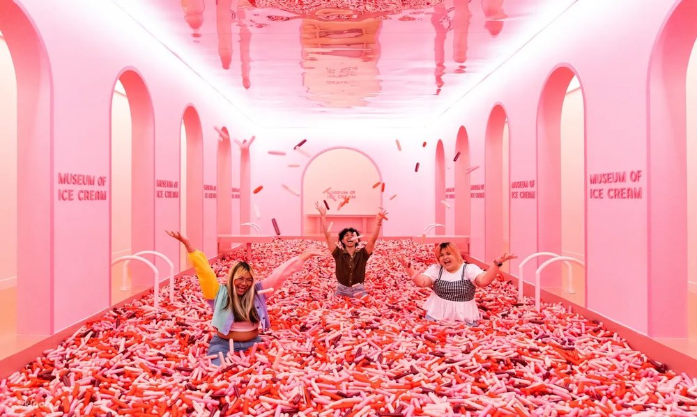 People palying inside the Museum of Ice Cream Singapore