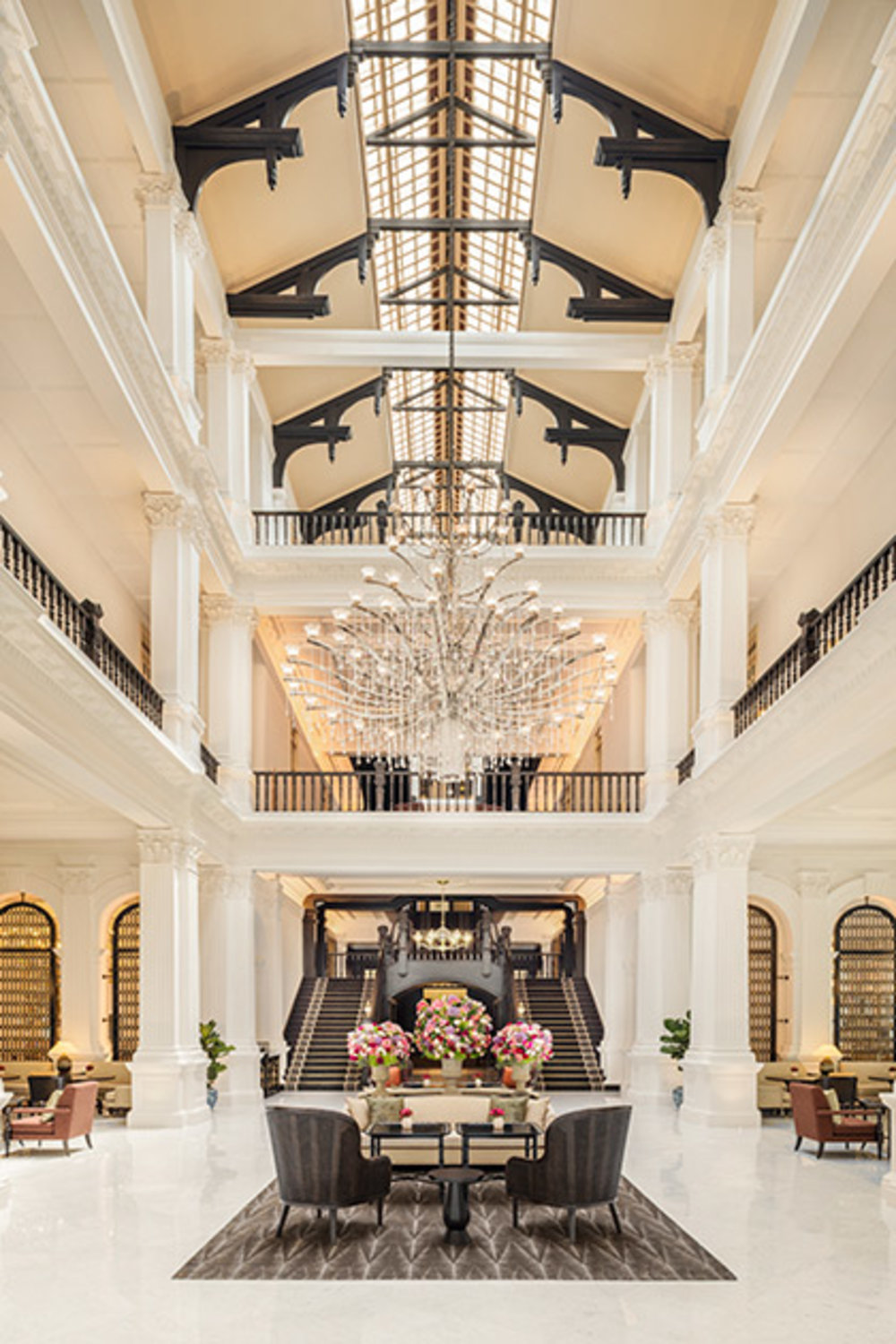 grand lobby of raffles singapore