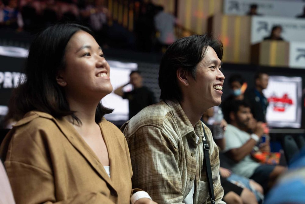 Man and woman smiling