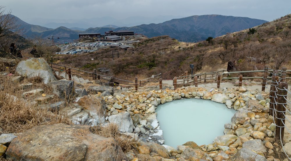 Outdoor onsen by the rocks