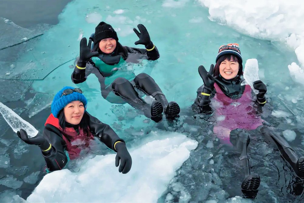 Ryuhyo Ice Walking Hokkaido Dip Into the Sea