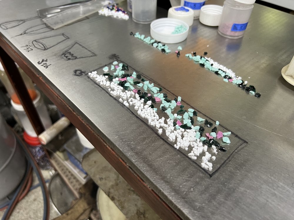 pieces part of glassblowing process