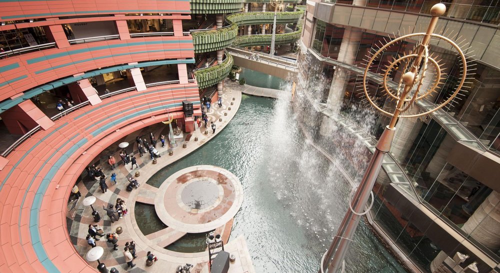 People walking beside Canal City Hakata