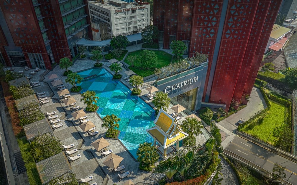 Rooftop pool of hotel in Bangkok