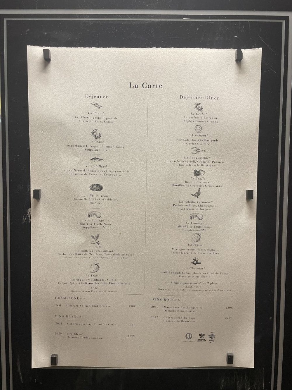 エッフェル塔ツアー　メニュー