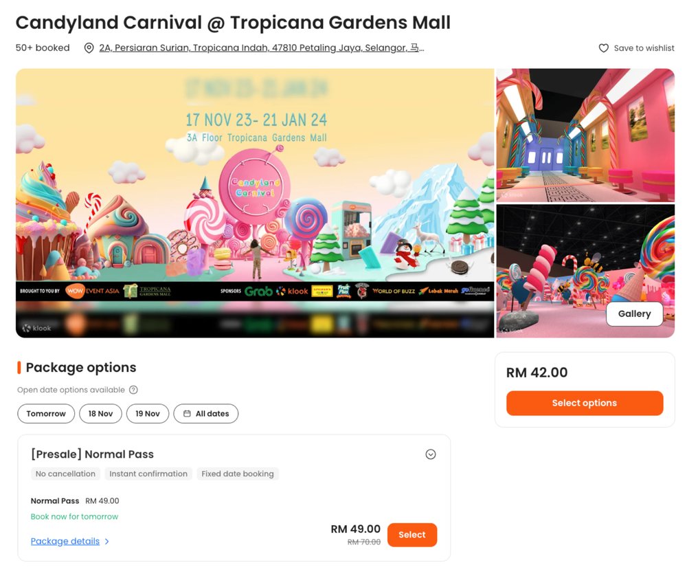 How to get tickets for Candyland Carnival on Klook